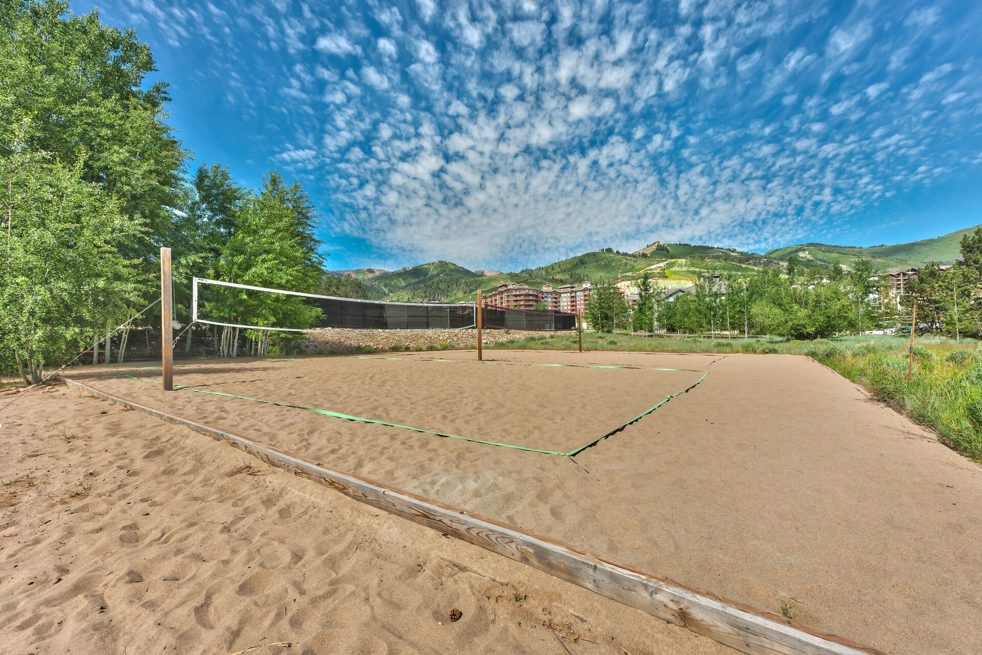 Communal sand volleyball court