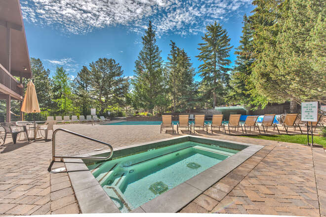 Clubhouse heated pool and hot tub - open during the winter and summer months