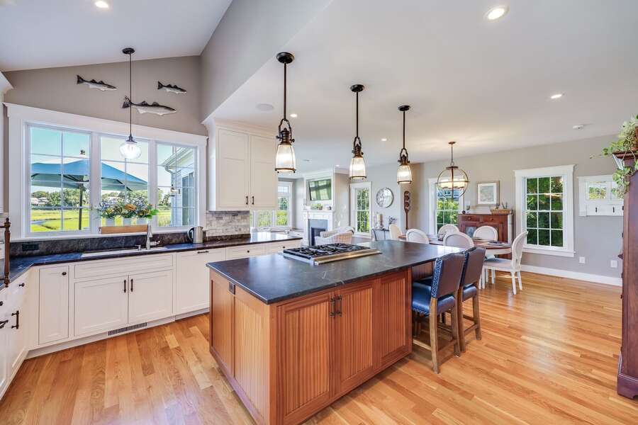 Open concept kitchen with island seating