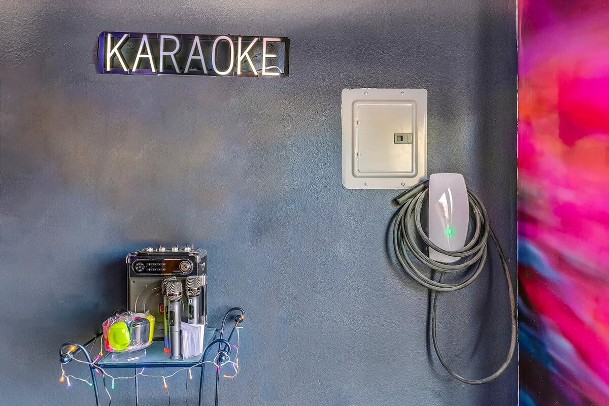 Karaoke and a tesla charger!