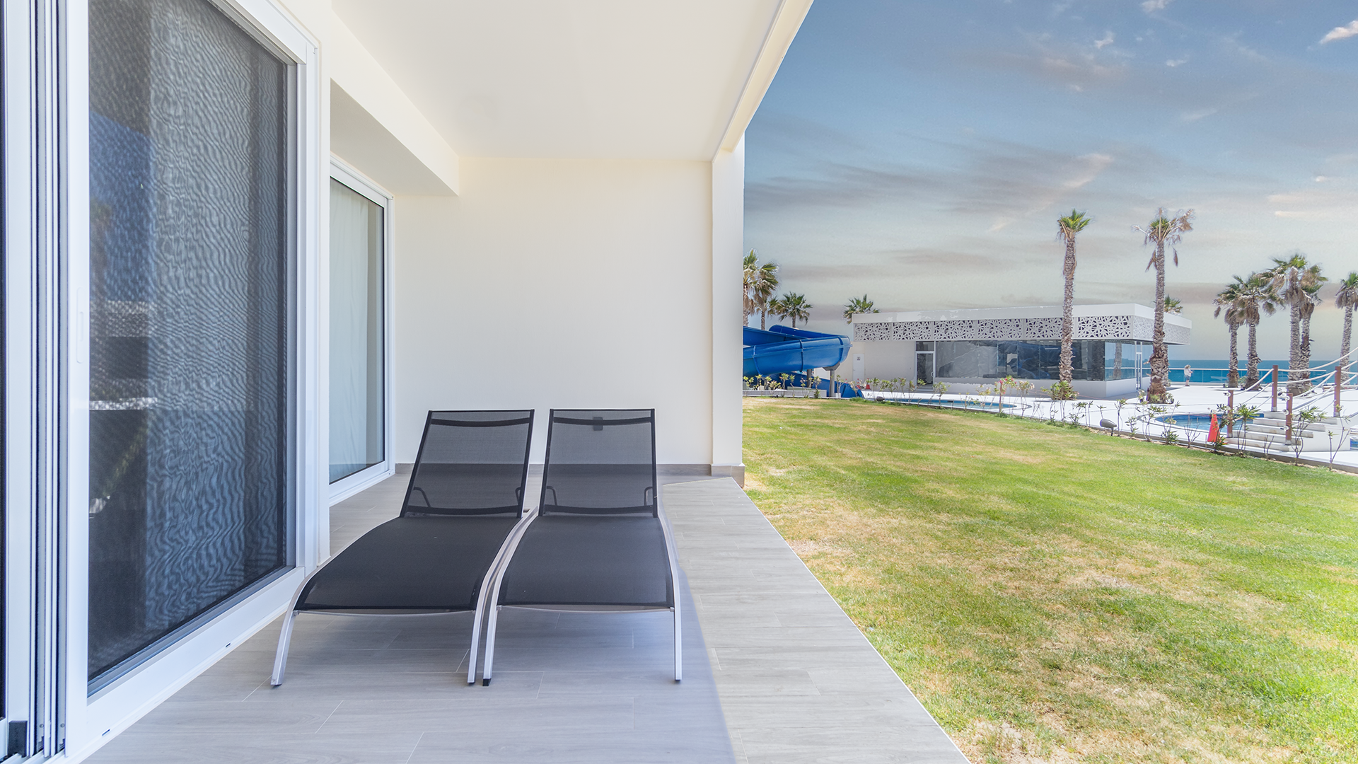 two chaise lounges offer their invitation to... lounge!