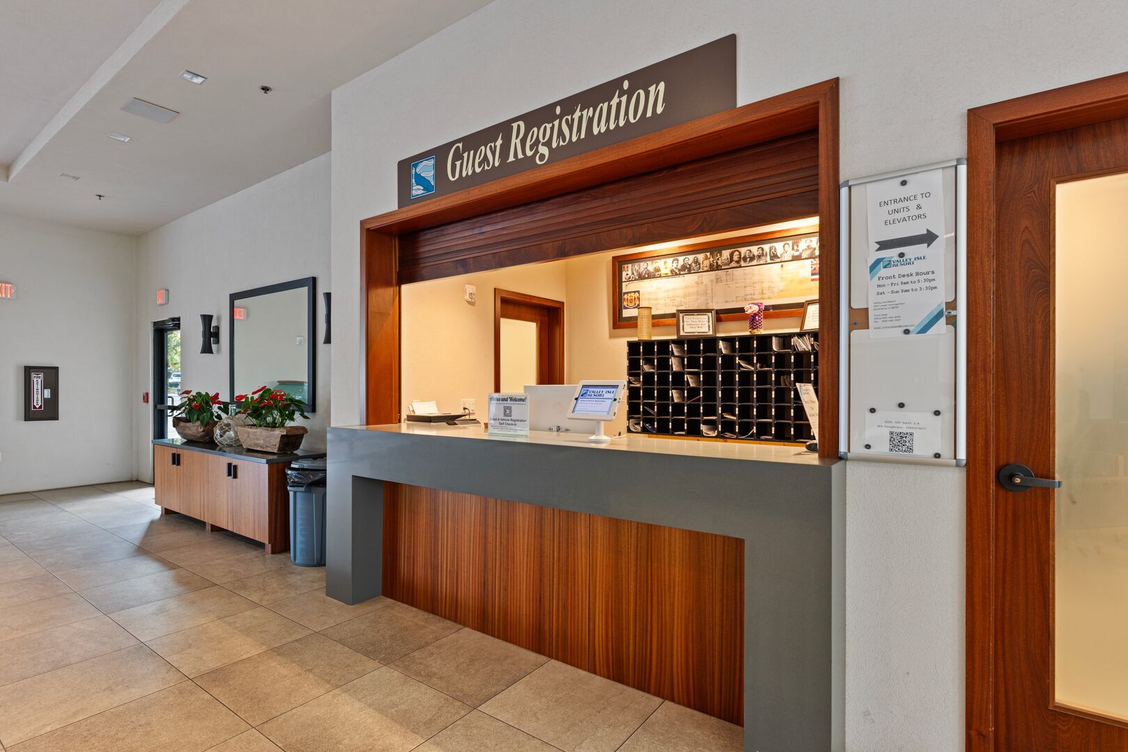 Convenient guest registration area with professional services, ensuring a smooth check-in process for your beachfront stay.