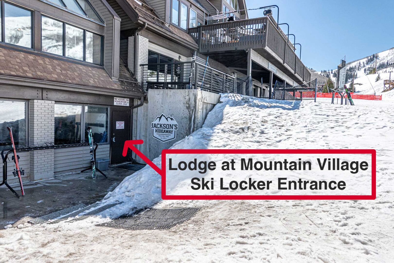 Ski locker room entrance from the slopes
