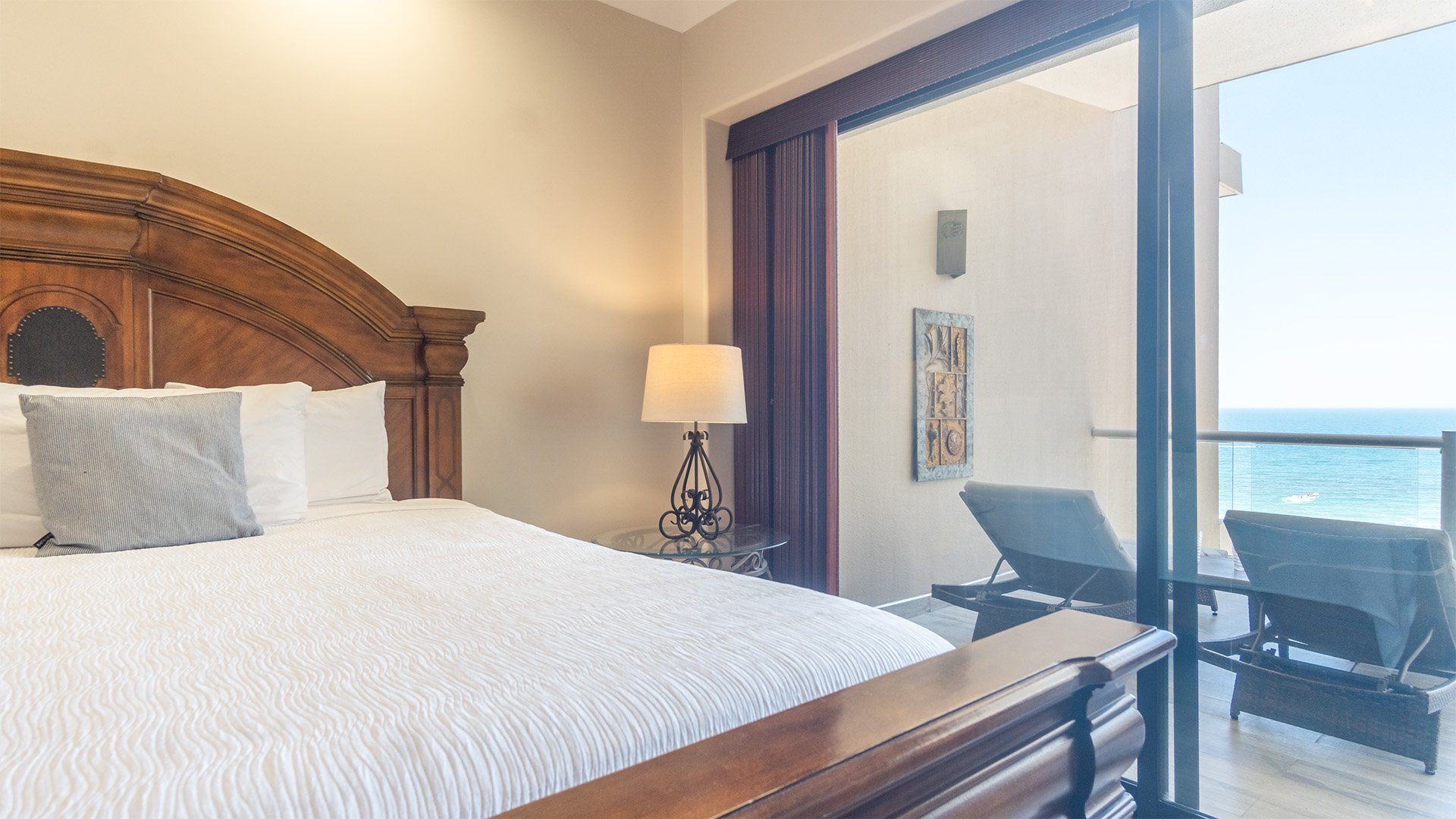The bedroom with balcony access and great views