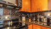 Kitchen appliances and counter top.