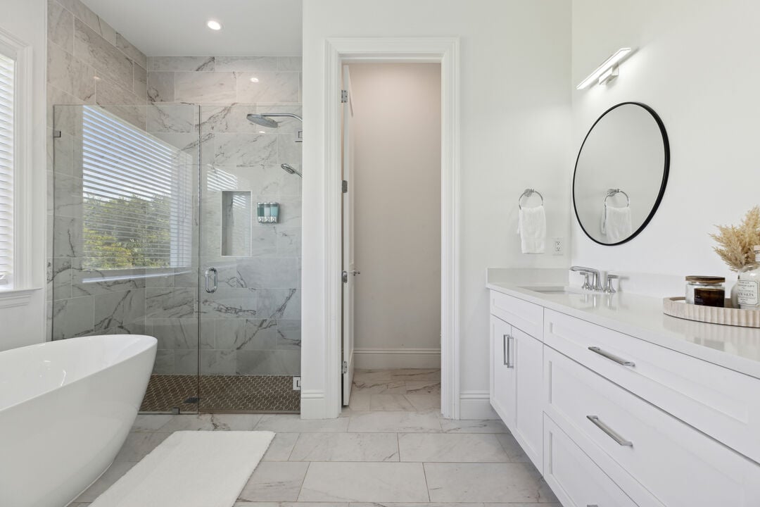 Spa finishes in the master bathroom