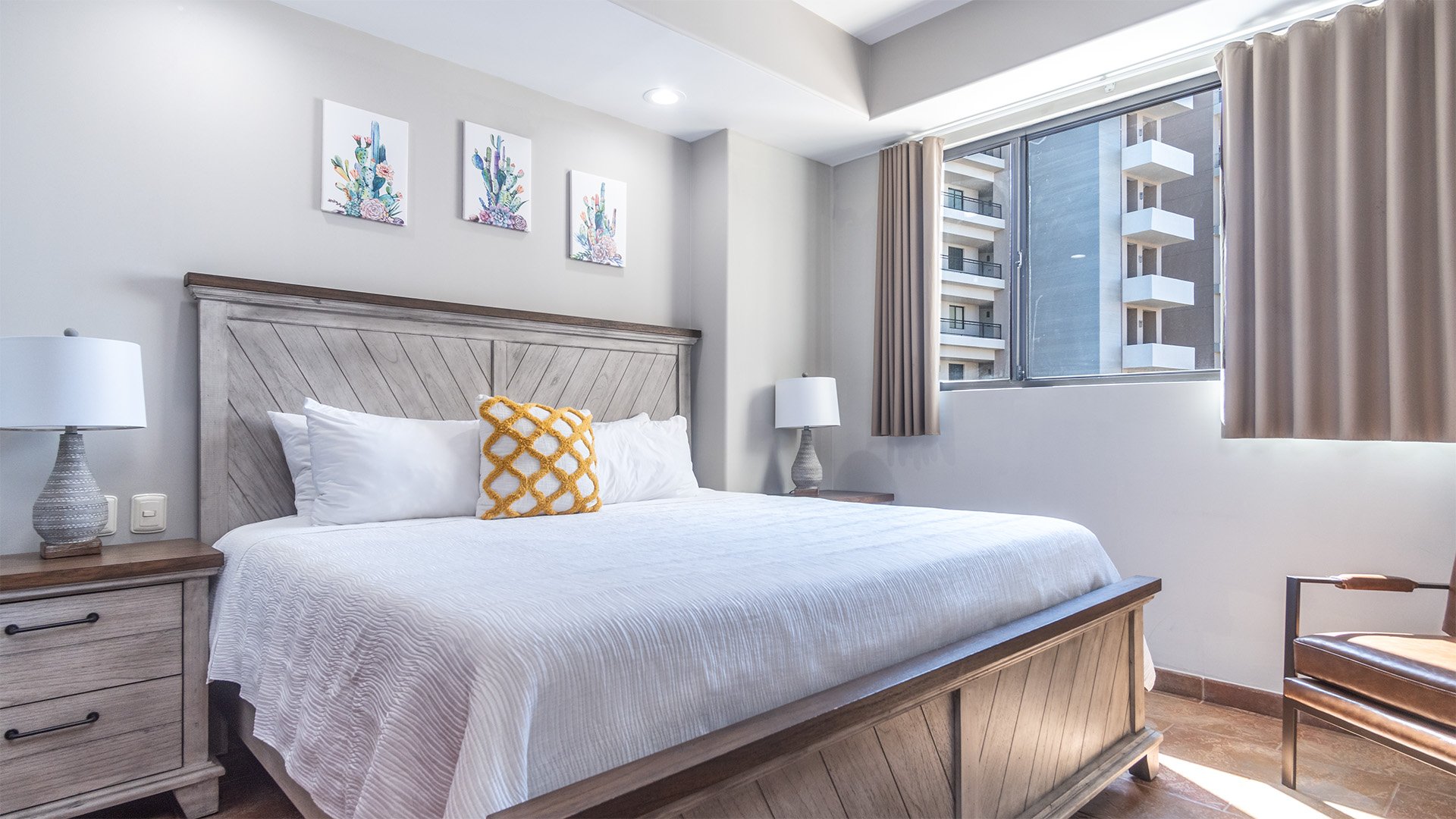 King bed in the bedroom.