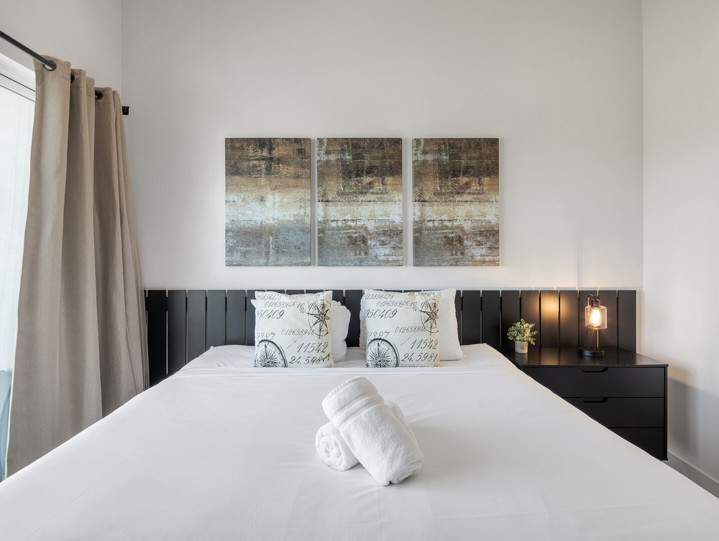 Unit 3 (2nd Floor): 2nd Bedroom featuring a King Bed, a Smart TV, and a Private Balcony.
