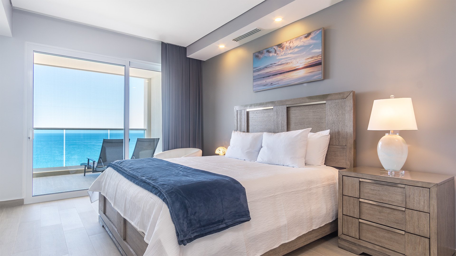 The Master bedroom has a Beautyrest king mattress.