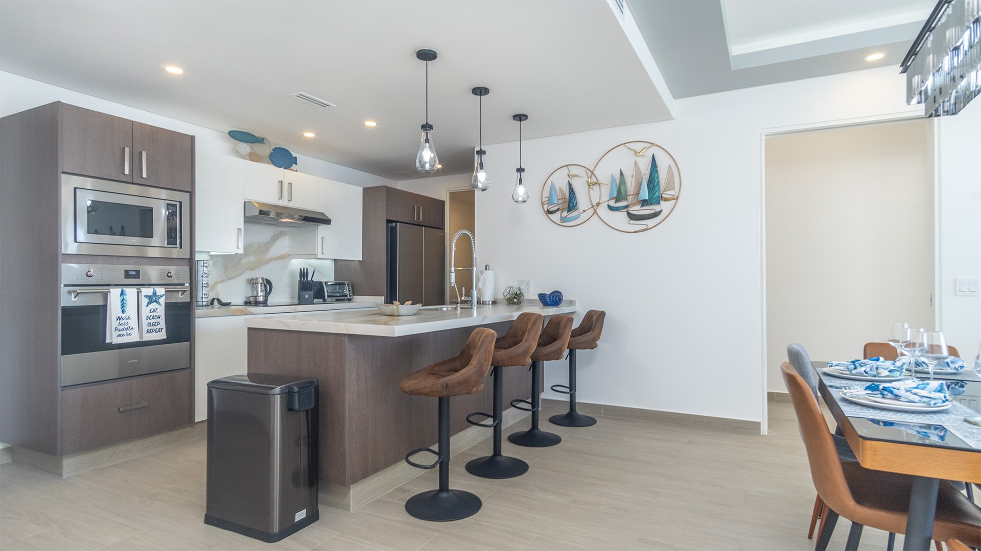 bar stools at the kitchen counter