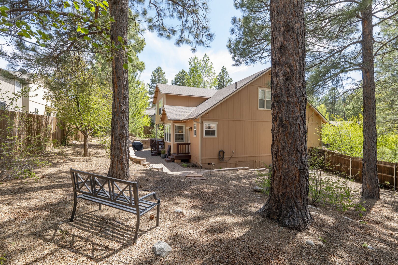 Fenced backyard with privacy and relaxation
