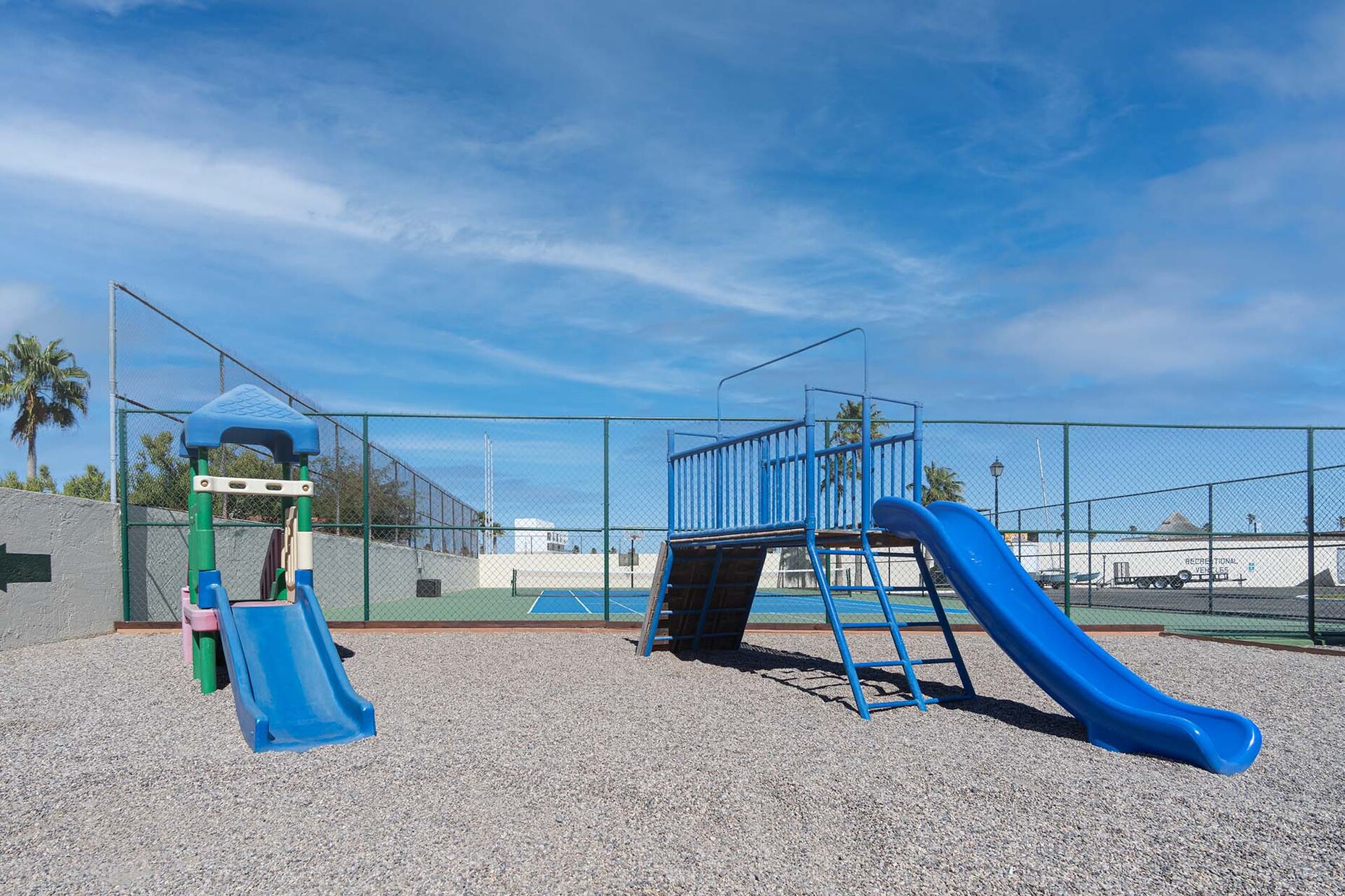 A children's playground off of the Parkin lot.
