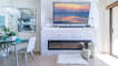 The electric fireplace.