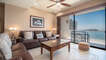 Living room with views of city