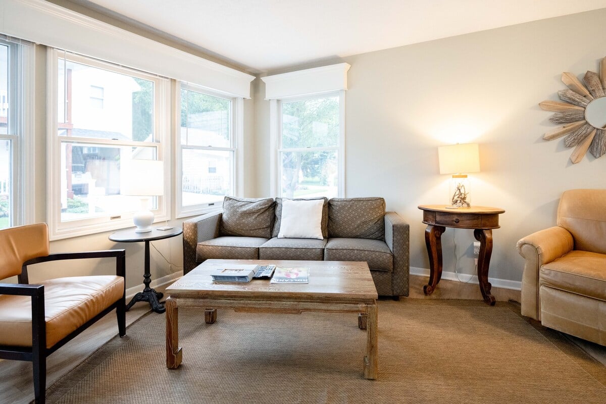 Enjoy the couch, perfect for comfortably seating three people.