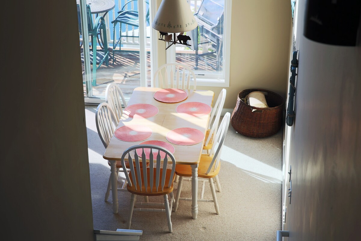 Dining table seats six people