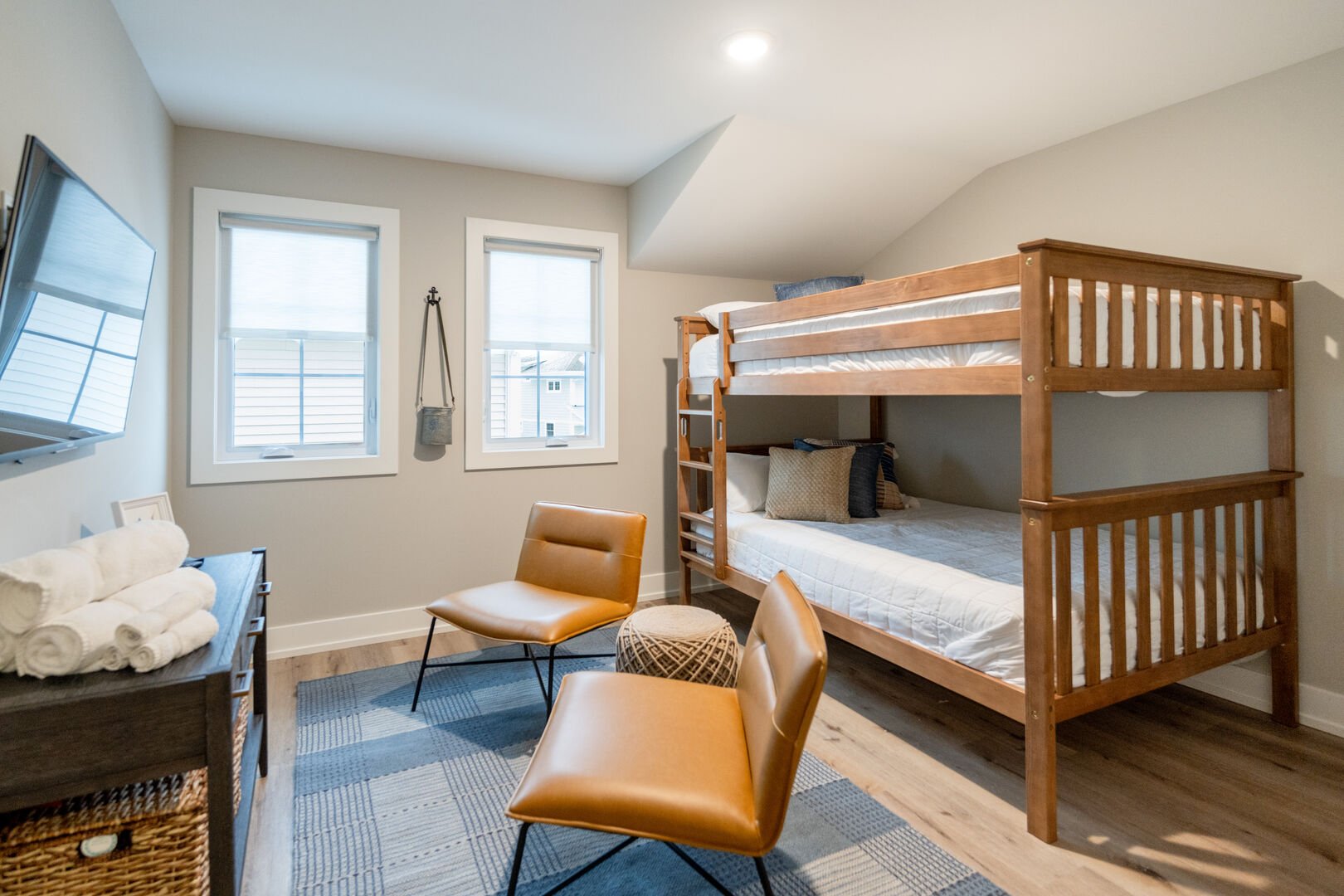 Upper Level Bedroom - full over full bunks and gaming space.