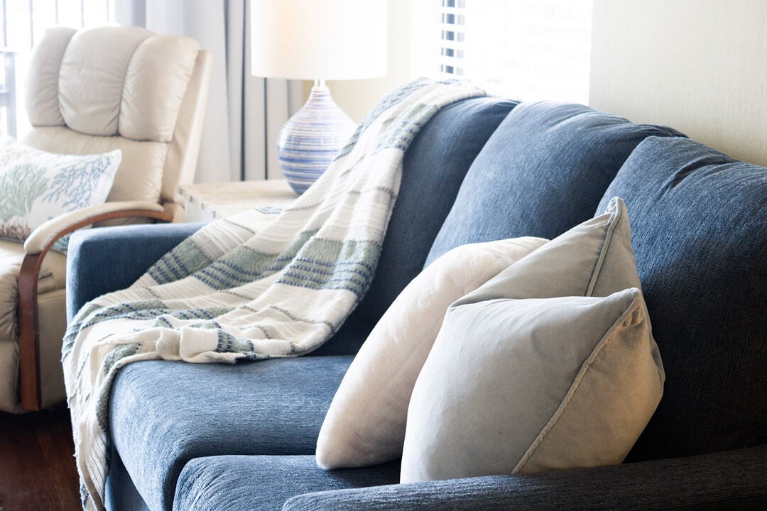Sofa sleeper in living room.