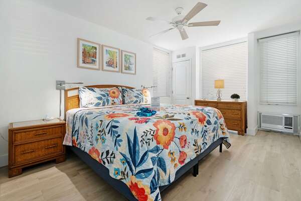King bed in the bedroom.