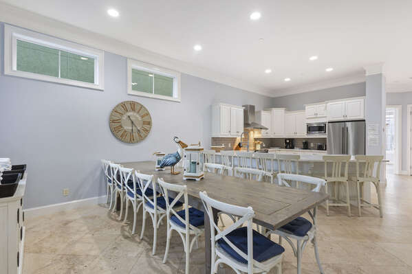 Dining & Entertaining: A dining table for 12 guests, a kitchen bar accommodating 7, and multiple balconies with more seating for sunset cocktails.