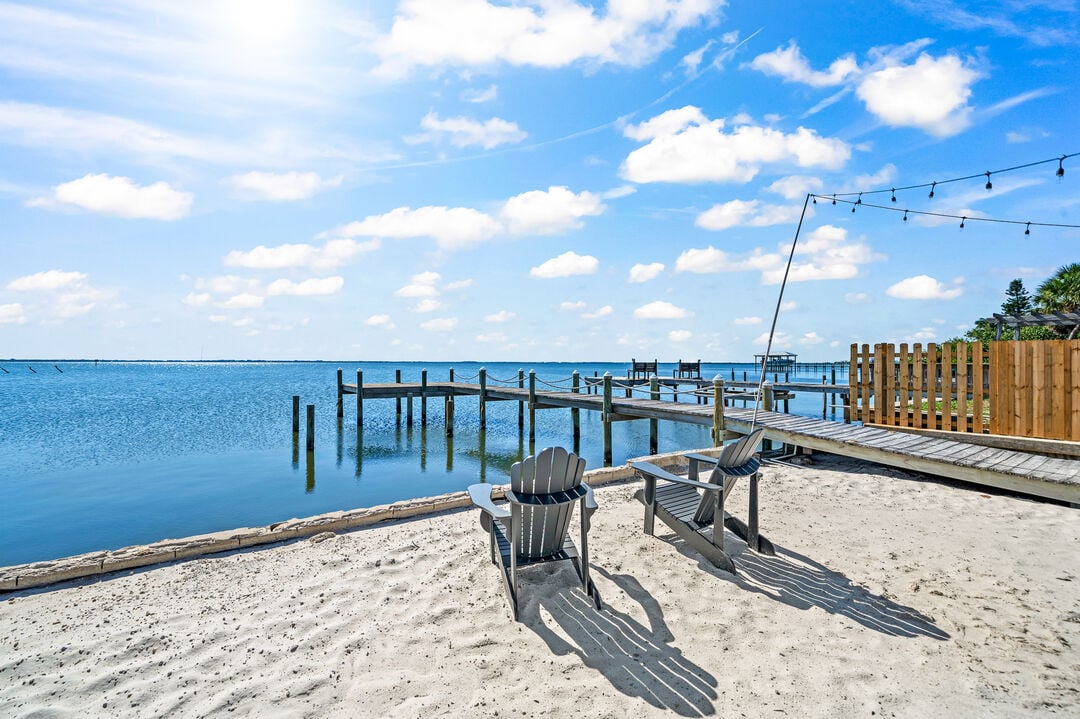 Outdoor seating for private beach